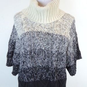 Alice & Olivia cable short sleeve cotton chunky knit cowl neck poncho sweater S